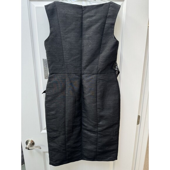 NWT Kay Unger Lola Metallic Twill Midi Dress Women’s Size 14 Sleeveless Black - Picture 2 of 16